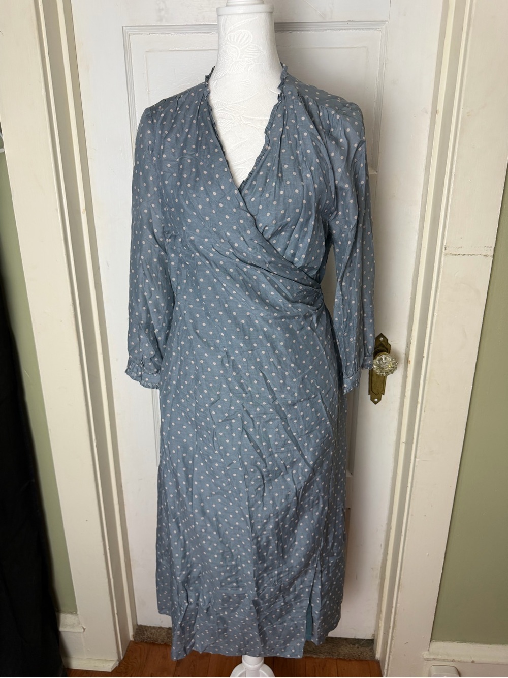 Birds of Paradis by Trovata Silk Blend Polka Dot Wrap Dress NWOT